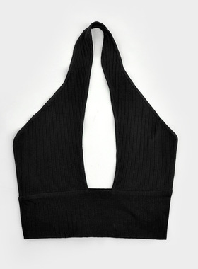 SUBHUMAN女款丨春夏欧美范潮流罗纹性感挂脖针织裹胸小吊带背心