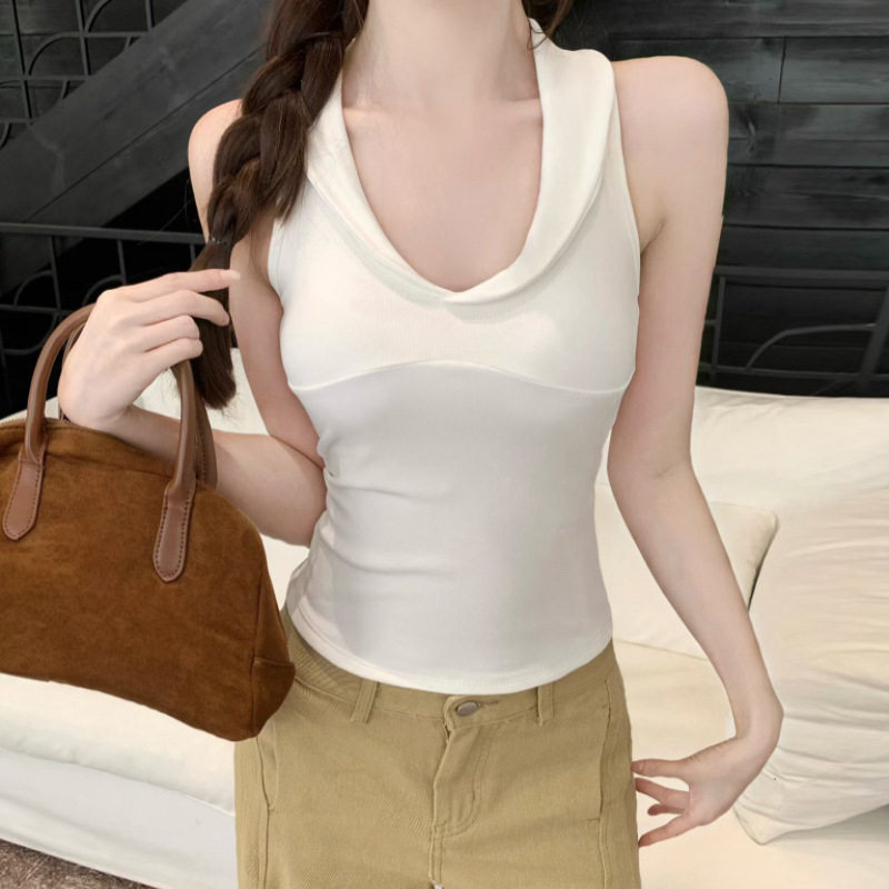 秋冬新款内搭修身吊带背心女辣妹纯欲风翻领带胸垫磨毛短上衣,女装/女士精品,背心吊带,淘宝优惠券,粉丝福利购,淘宝优惠卷