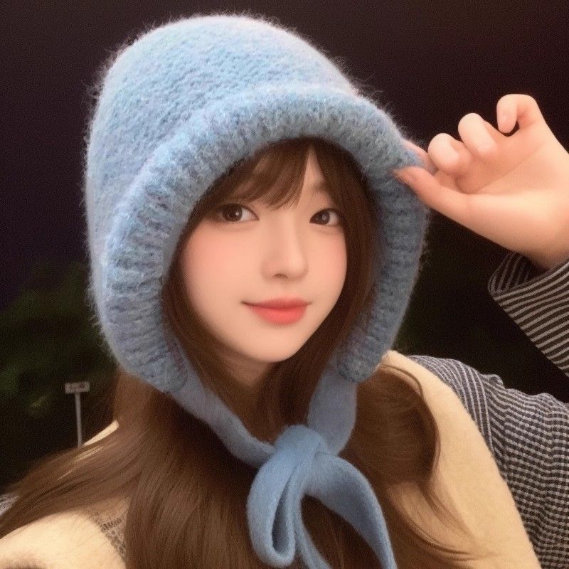 毛绒蓝色巴拉克拉法帽秋冬保暖