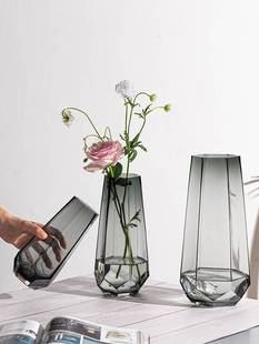 日本进口MUJIE高级感玻璃花瓶透明水养插花瓶鲜花百合花客厅摆件