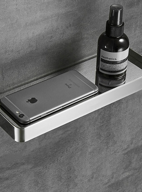 北欧卫生间厕所手机架不锈钢托盘浴室隔板置物架洗手间免打孔架子