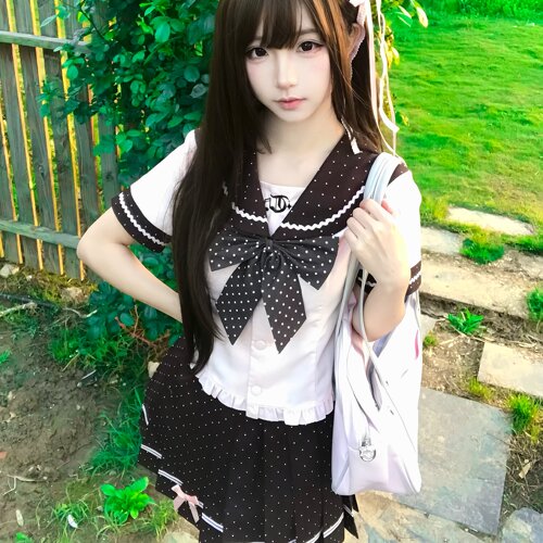 花见樱/酱酱猫jk制服原创正版秋冬收腰短袖水手服藏青刺绣套装