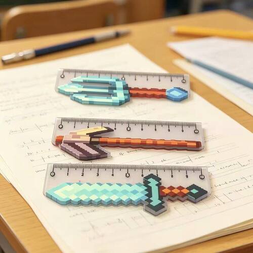 我的世界三件套三叉戟直尺透明亚克力自制学生尺子文具用品标尺