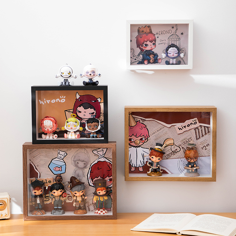 泡泡玛特公仔盲盒手办收纳展示架小野diy相框整理防尘摆柜透明箱