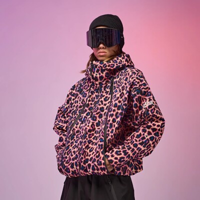 DOOREK25新款豹纹3L硬壳全压胶滑雪服男防风防水单双板滑雪外套女