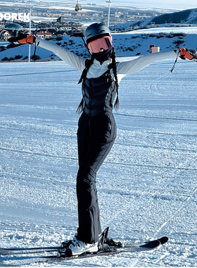 DOOREK新款羽绒背带滑雪裤女款修身连体服专业单板双板保暖修身