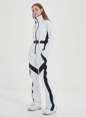 DOOREK蘑菇头连体滑雪服女套装修身显瘦单双板防水羽绒送腰带