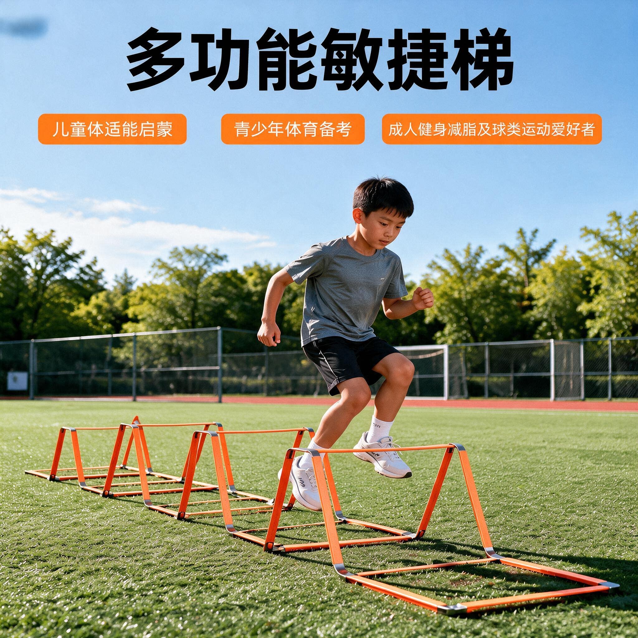 多功能蝴蝶敏捷梯折叠跳格梯跳格子跨栏架儿童体能训练器材软绳梯