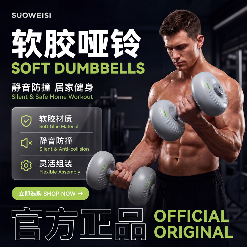 软哑铃壶铃杠铃组合套装男士健身家用可调节重量锻炼力量训练器材