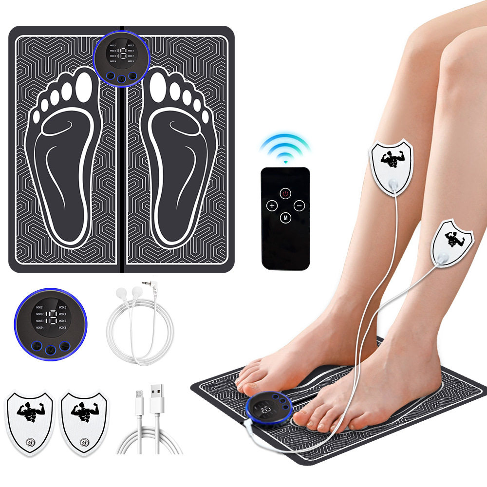 正品跨境EMS智能足底脉冲微电流按摩脚垫充电款足疗按摩器家用