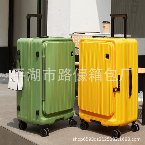 跨境可扩展侧开行李箱女24寸hinimoto进口万向轮拉杆箱男可充电