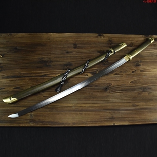 手工艺品刀剑T10烧刃日式一体宝剑手工锻打长刀指挥刀冷兵器未开