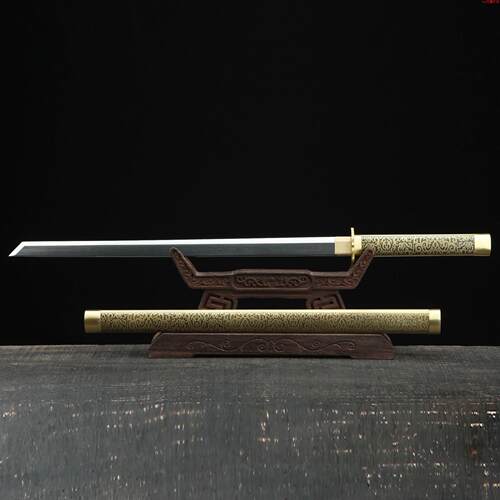 手工艺品刀剑花纹钢一体防身唐横刀摆件手工锻打硬剑影视刀具未开