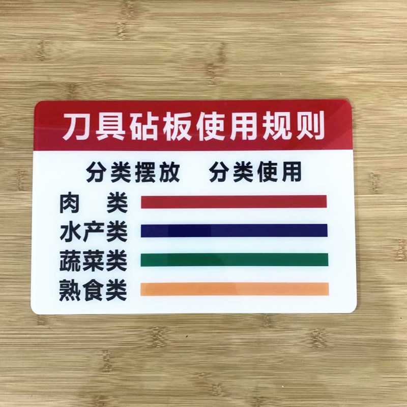 4d厨房管理刀具砧板使用规则标牌标识牌幼儿园食堂分类中成伟业