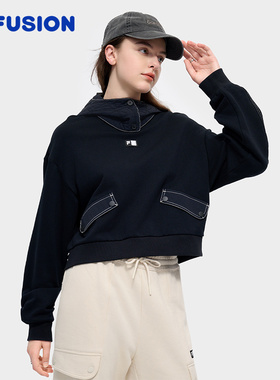 FILA FUSION×DOE斐乐女子连帽卫衣春秋款可拆卸设计时尚宽松上衣