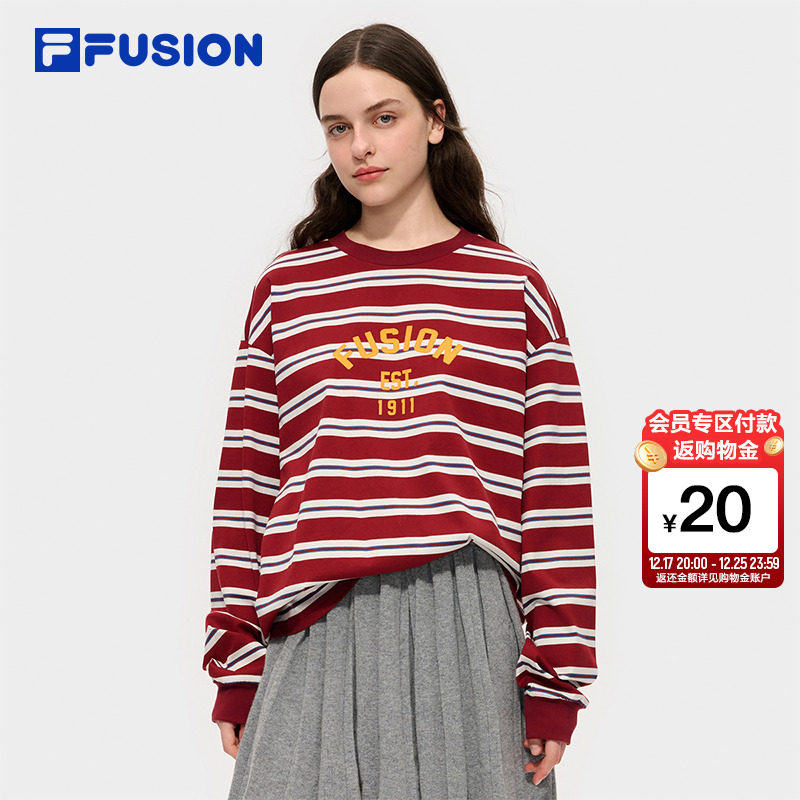 FILA FUSION斐乐潮牌情侣款针织长袖衫2025冬新款休闲