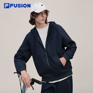 FILA 休闲宽松上衣 FUSION斐乐潮牌男子针织连帽外套2025秋季 新款