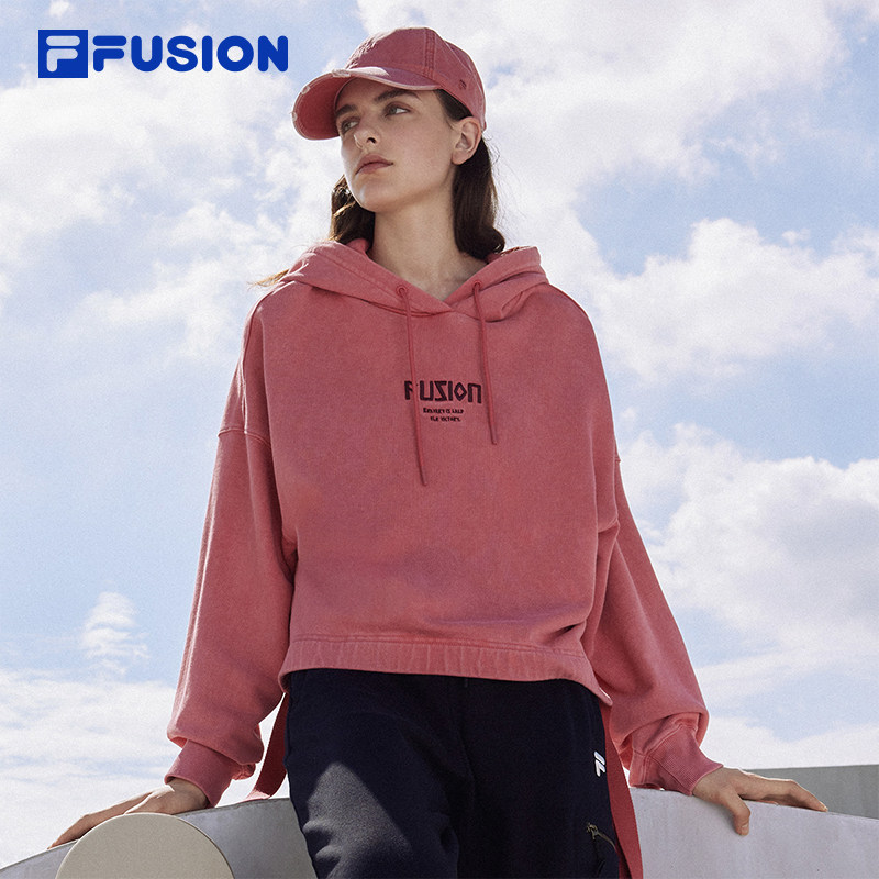 国家队同款FILA FUSION斐乐潮牌运动卫衣女子秋冬连帽套头衫上装
