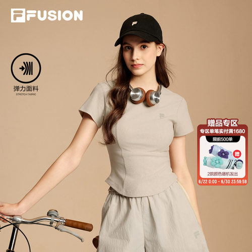 FILAFUSION斐乐女子紧身短袖T恤