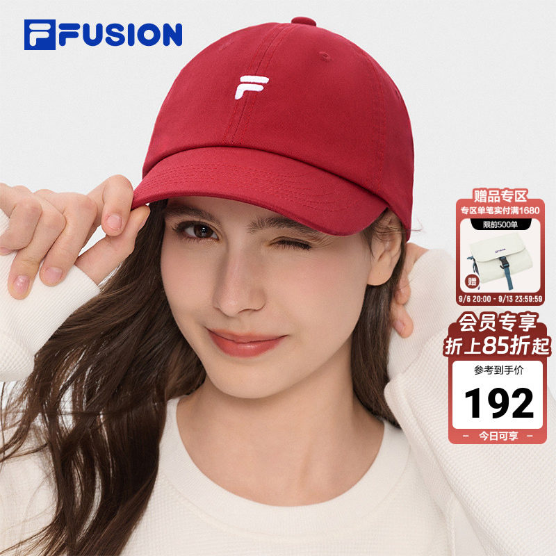 FILA FUSION斐乐男女棒球帽时尚百搭遮阳帽夏可爱红色运动鸭舌帽