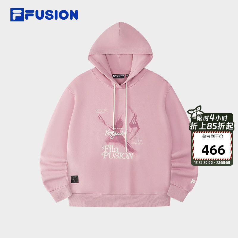 FILA FUSION斐乐潮牌女子连帽卫衣2025冬季新款简约纯