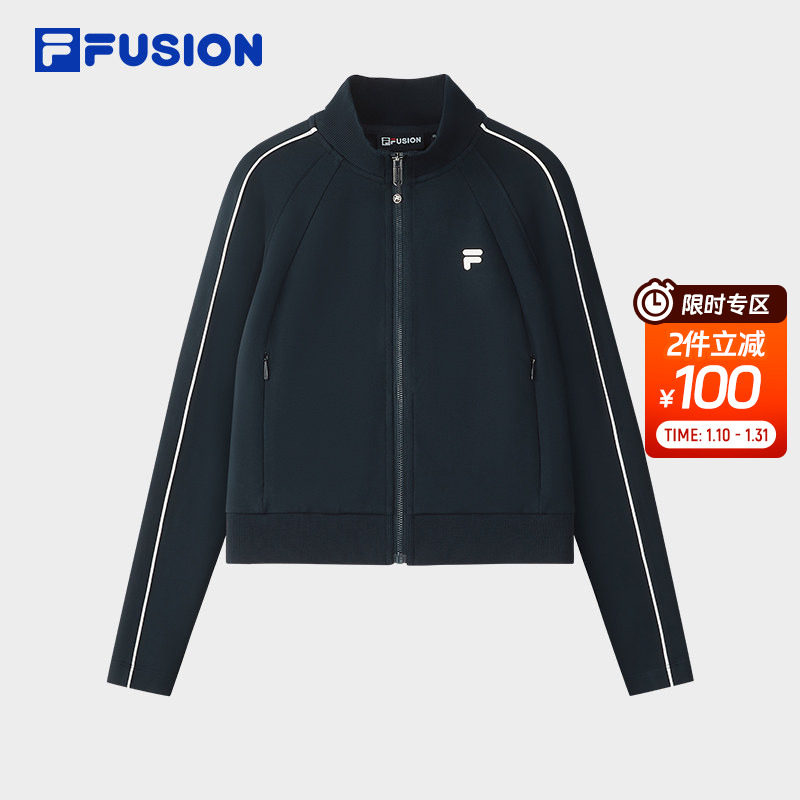 FILA FUSION斐乐潮牌针织长袖外套女2025秋新款运动简约修身上衣,运动服/休闲服装,运动茄克/外套,淘宝优惠券,粉丝福利购,淘宝优惠卷