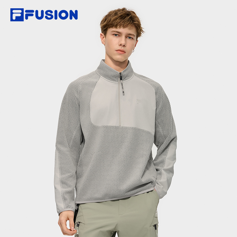 FILA FUSION斐乐潮牌男子套头卫衣2025冬新款休闲宽松摇粒绒上衣