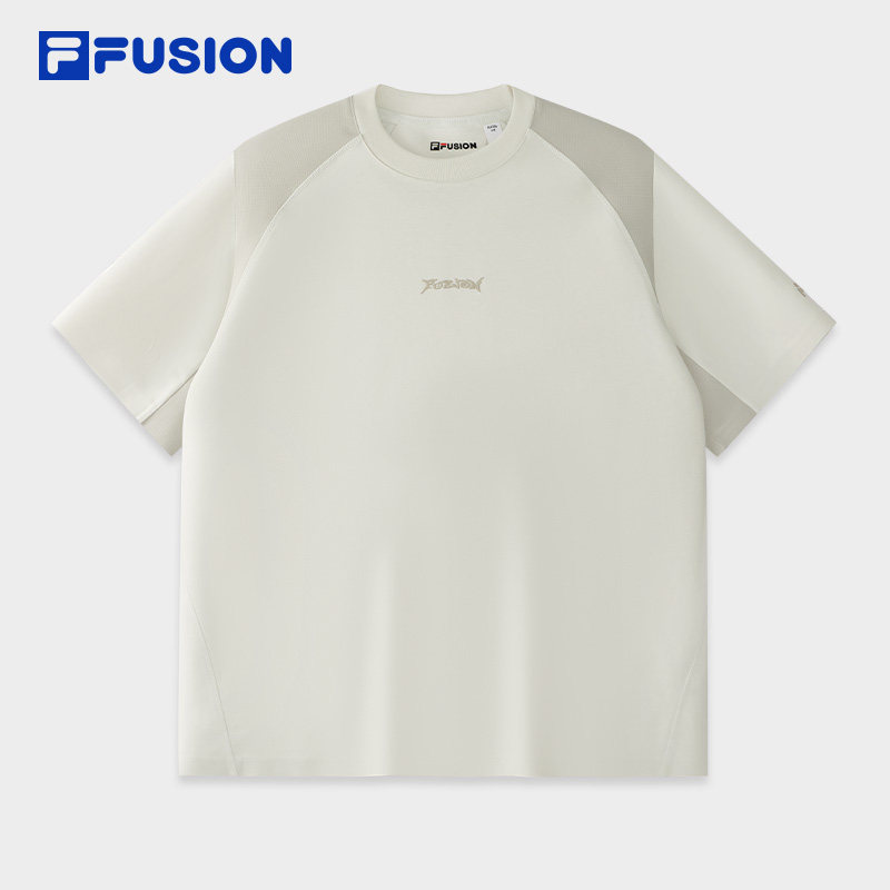 FILA FUSION斐乐潮牌男子针织短袖衫2026春季新款拼色休闲宽松T恤,运动服/休闲服装,运动T恤,淘宝优惠券,粉丝福利购,淘宝优惠卷