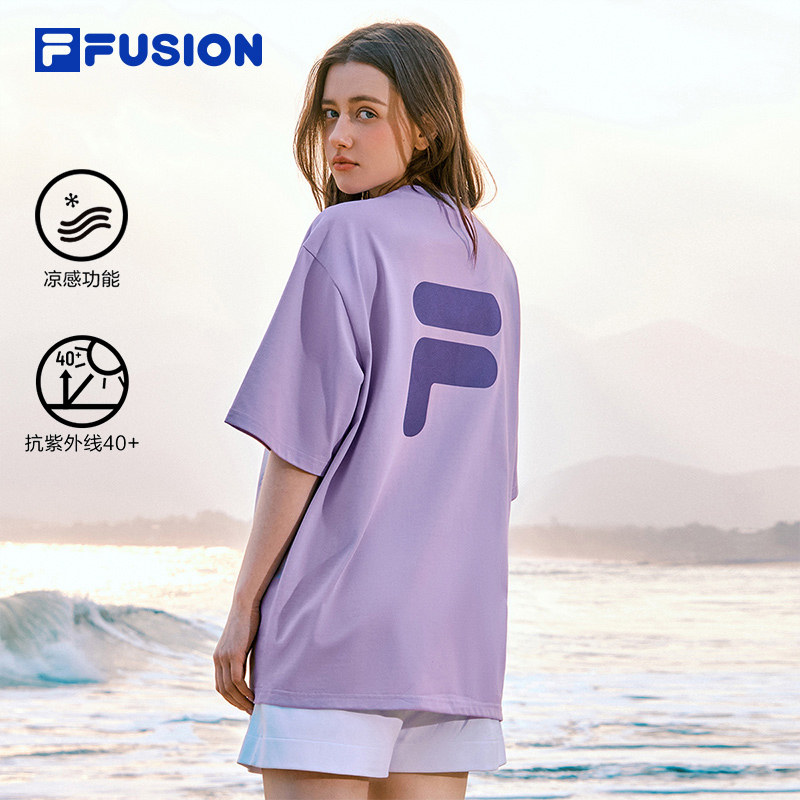 FILA FUSION斐乐潮牌情侣短袖T恤夏季款宽松运动凉感防晒