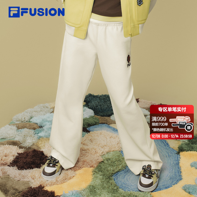 FILA FUSION | Mr Doodle联名针织长裤女2025冬季新款宽松直筒裤