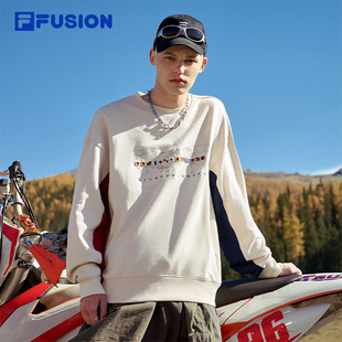 时尚 纯棉针织上衣 FUSION×DOE斐乐潮牌男子圆领卫衣春秋款 FILA