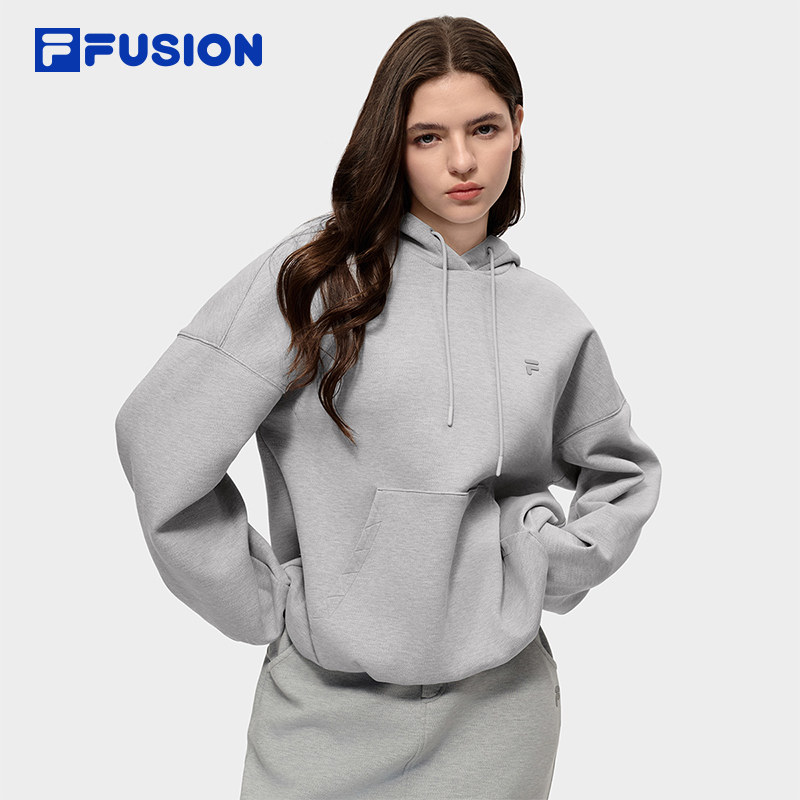 FILA FUSION斐乐潮牌女子连帽卫衣2026春季新款简约宽松针织上衣