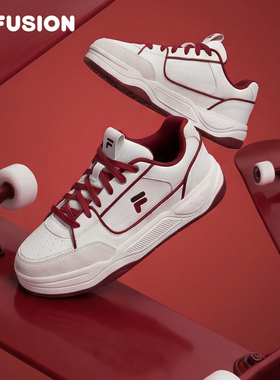 FILA FUSION斐乐潮牌情侣小白鞋2026新年板鞋女红色男休闲运动鞋