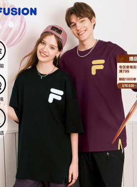 FILA FUSION斐乐潮牌情侣短袖T恤女26夏季新款宽松纯棉凉感上衣男