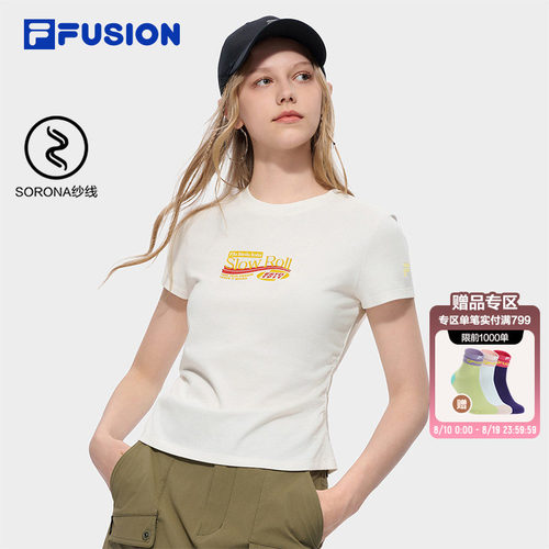 FILAFUSION女短袖T百搭修身上衣