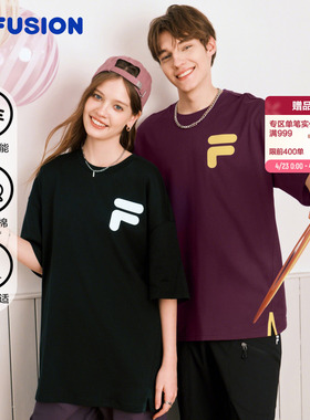 FILA FUSION斐乐潮牌情侣短袖T恤女26夏季新款宽松纯棉凉感上衣男