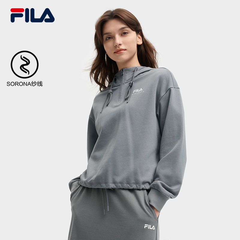 FILA 斐乐官方女子连帽卫衣2025秋新款时尚休闲舒适针织长袖上衣