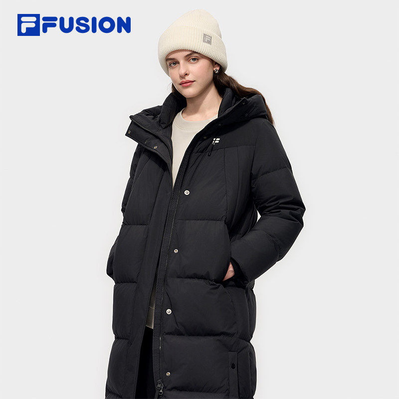 FILA FUSION斐乐潮牌长款羽绒服女2025冬季新款休闲保暖连帽外套,运动服/休闲服装,运动羽绒服,淘宝优惠券,粉丝福利购,淘宝优惠卷
