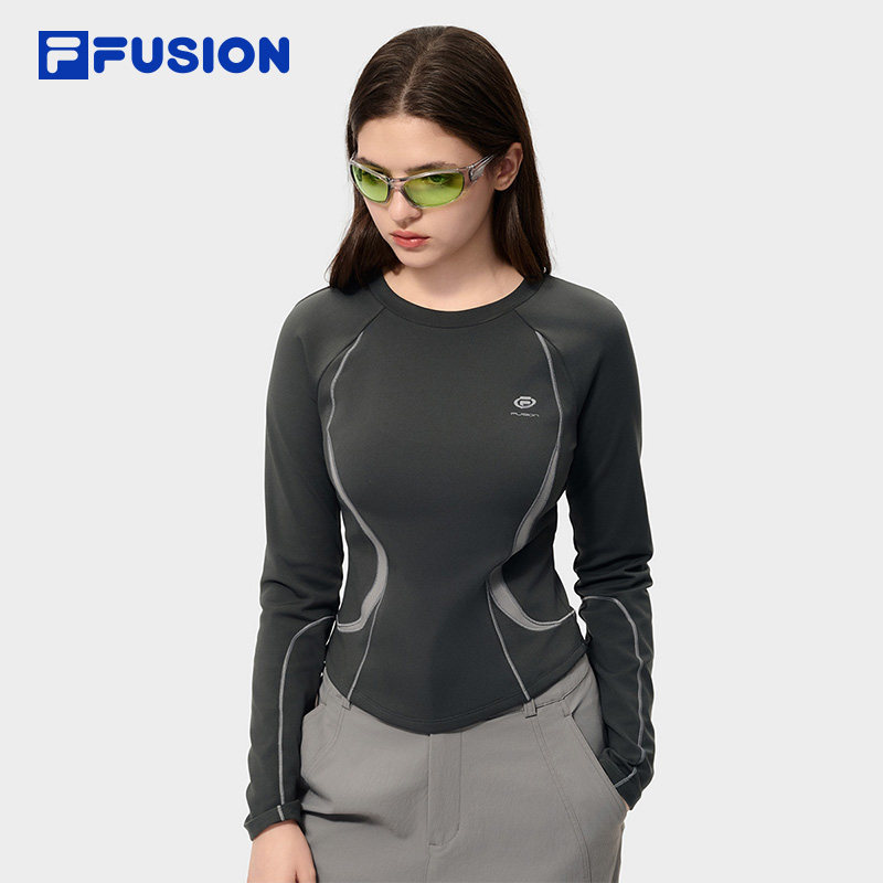 FILA FUSION斐乐潮牌女子针织长袖T恤2026春季新款休闲修身紧身衣,运动服/休闲服装,运动T恤,淘宝优惠券,粉丝福利购,淘宝优惠卷