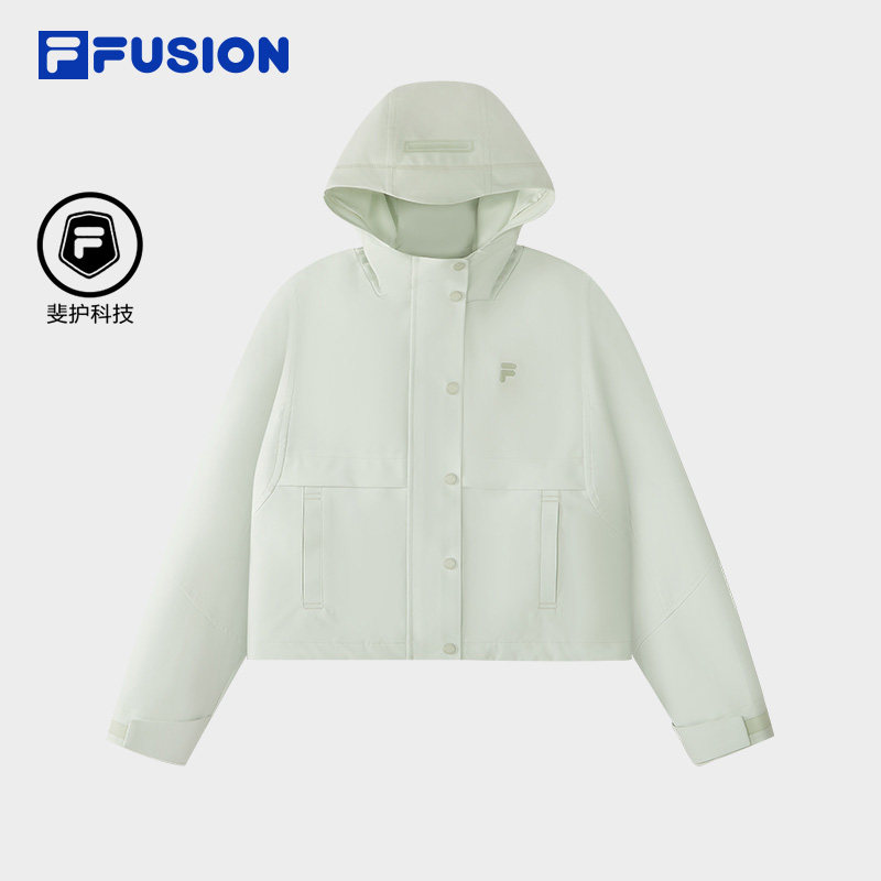 FILA FUSION斐乐潮牌梭织外套女2026夏季新款宽松防泼水连帽上衣