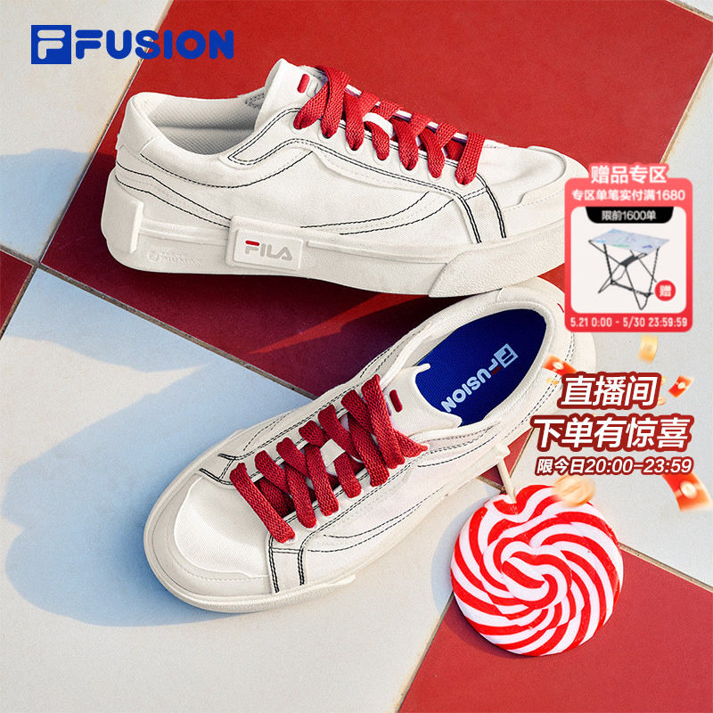 田曦薇同款FILA FUSION斐乐帆布鞋女小白鞋夏季新款板鞋休