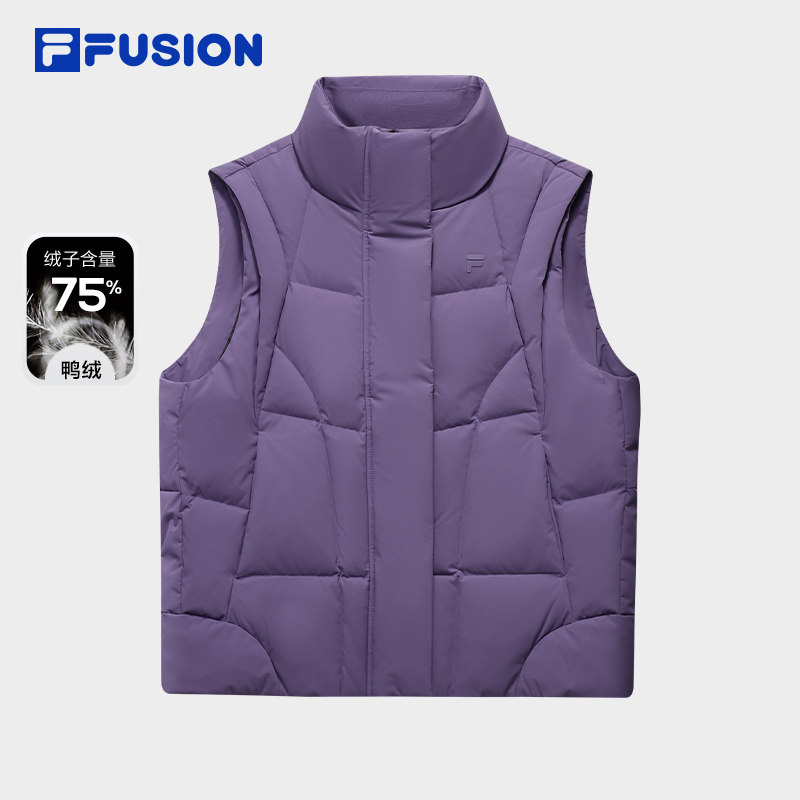 FILA FUSION斐乐潮牌羽绒马甲女2025冬新款时尚宽松保