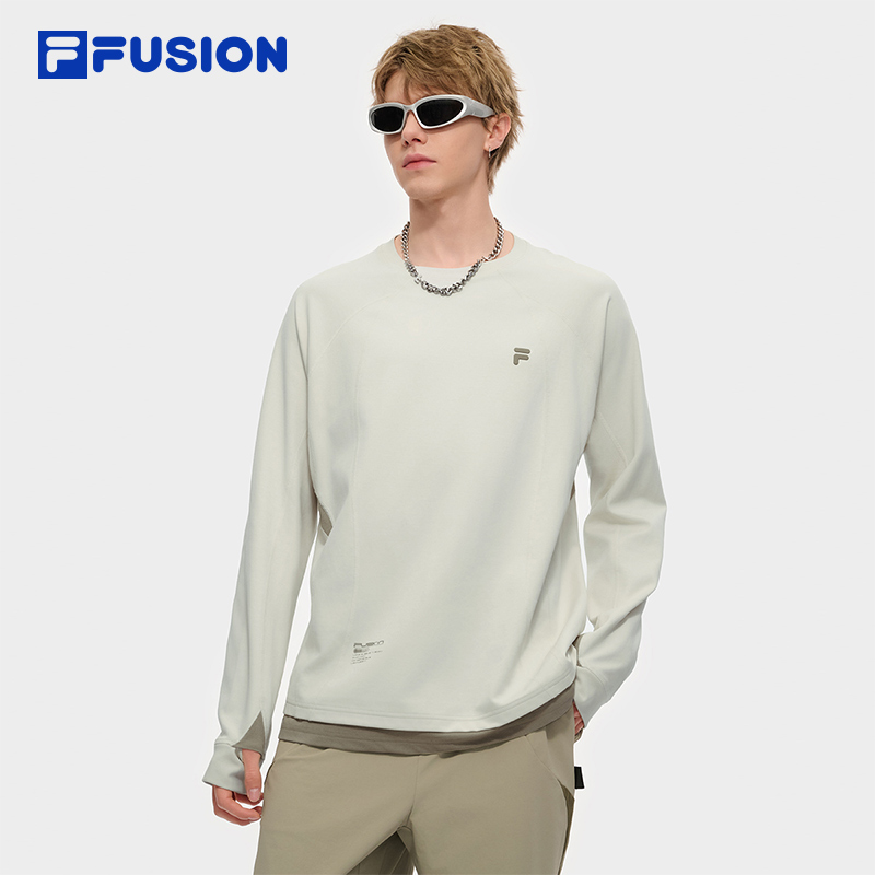 章昊同款FILA FUSION斐乐针织长袖T恤男2025秋季新款速干凉感上衣