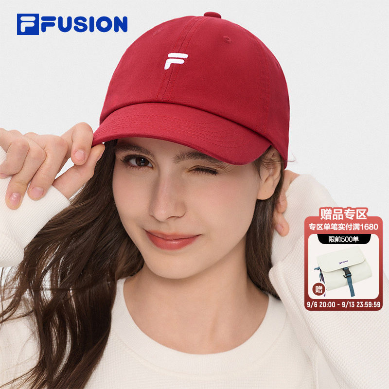 FILA FUSION斐乐男女棒球帽时尚百搭遮阳帽夏可爱红色运动鸭舌帽