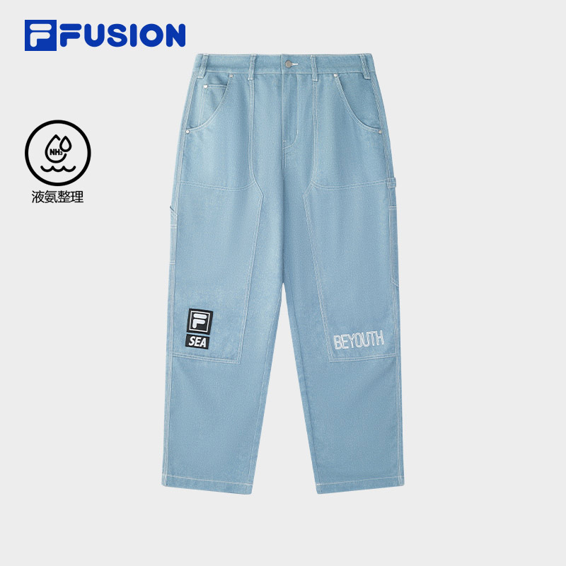 FILA X WIND AND SEA联名斐乐潮牌梭织长裤男春季口袋休闲牛仔裤