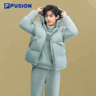 章昊同款FILA FUSION斐乐潮牌羽绒服男2025冬季宽松保暖连帽外套