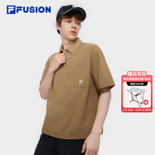 FILAFUSION男子梭织短袖POLO衫
