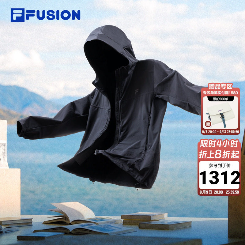 轻逸新机服丨FILA FUSION斐乐潮牌梭织外套男26秋季新款连帽上衣