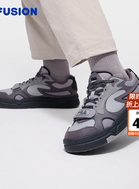 FILA FUSION斐乐潮牌男子板鞋2026新款黑色运动鞋厚底增高休闲鞋