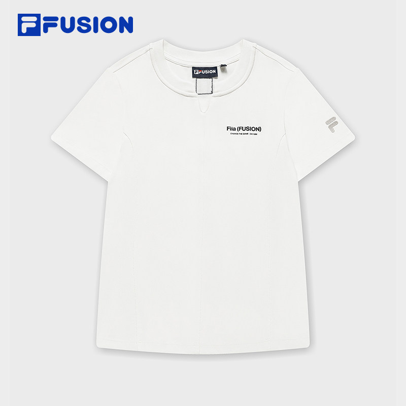 FILA FUSION斐乐潮牌女子针织短袖衫2025夏季款时尚简约休闲T恤,运动服/休闲服装,运动T恤,淘宝优惠券,粉丝福利购,淘宝优惠卷